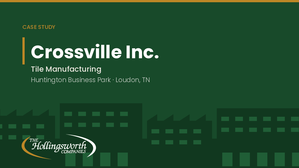 Crossville Inc. case study cover: tile manufacturing, Huntington Business Park, Loudon, Tennessee