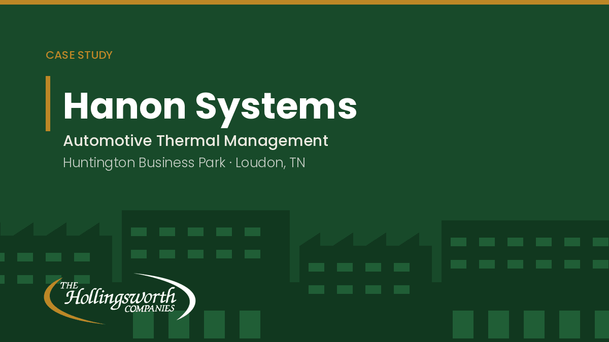 Hanon Systems case study cover: automotive thermal management, Huntington Business Park, Loudon, Tennessee