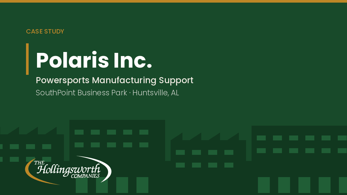 Polaris Inc. case study cover: powersports manufacturing support, SouthPoint Business Park, Huntsville, Alabama