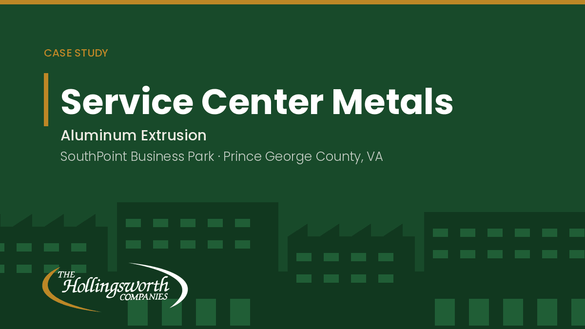 Service Center Metals case study cover: Aluminum Extrusion, SouthPoint Business Park, Prince George County, VA