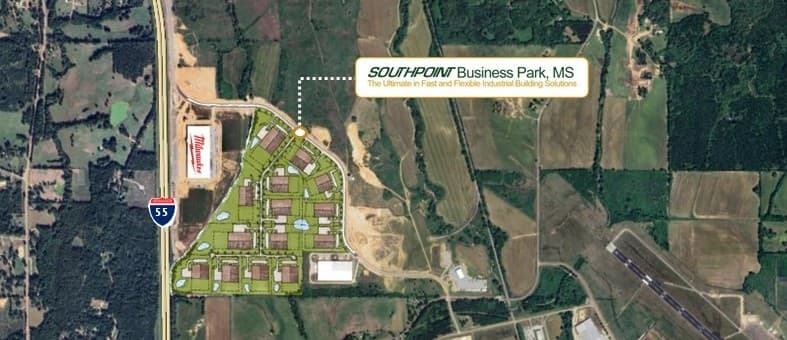 SouthPoint Business Park Grenada MS Planned Development Layout with I-55 Access