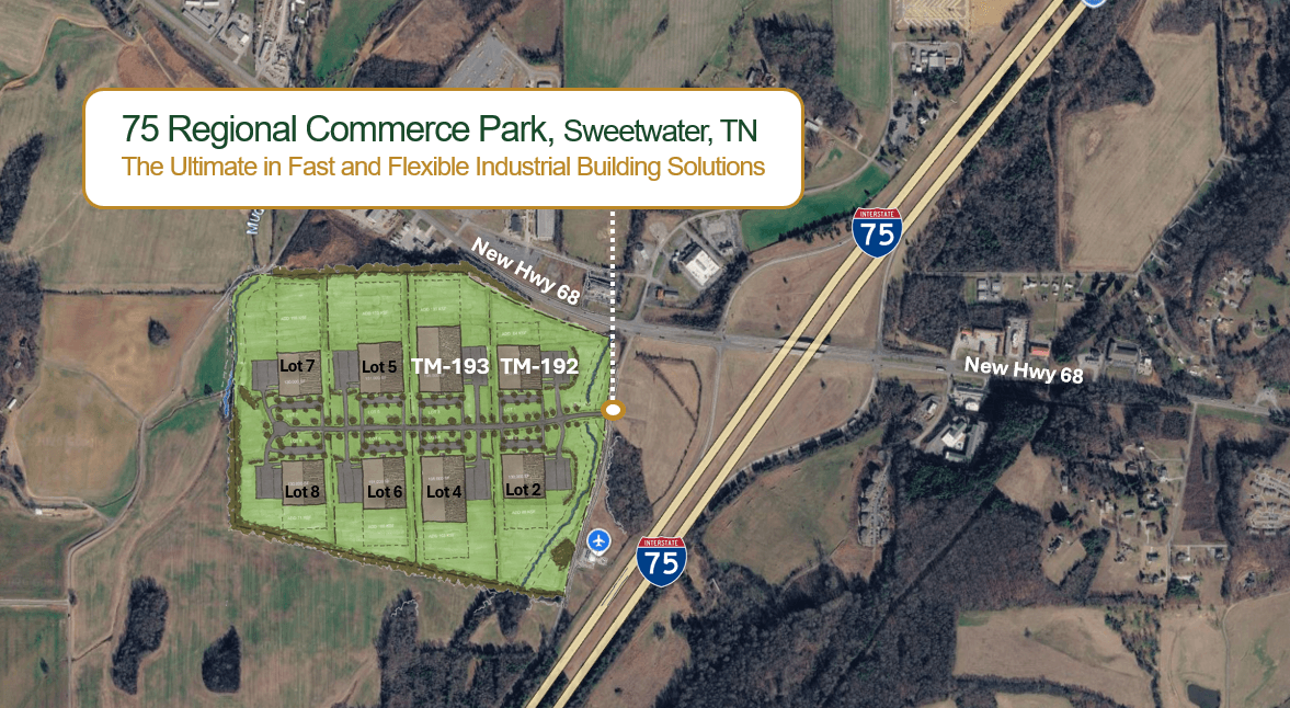 Aerial view of 75 Regional Commerce Park industrial business park in Sweetwater, TN