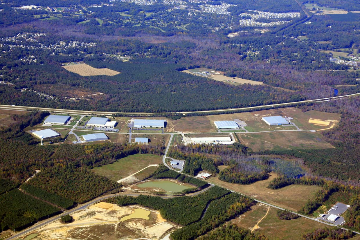 Aerial view of SouthPoint Virginia industrial business park in Prince George, VA
