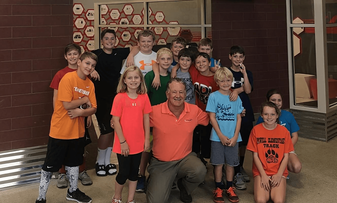 Joe Hollingsworth with Junior Achievement students