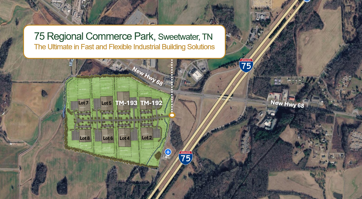 Aerial view of 75 Regional Commerce Park industrial business park in Sweetwater, TN